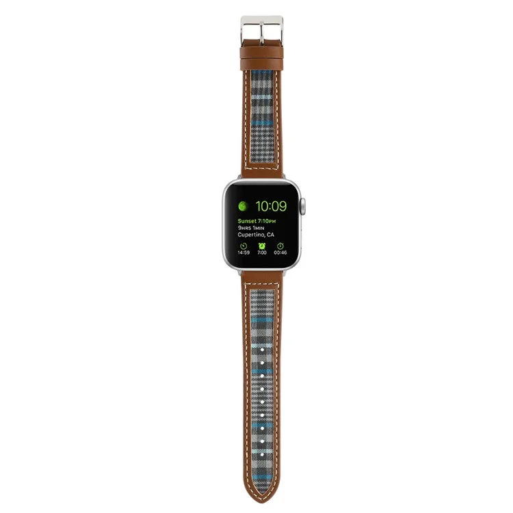 Watch Strap for Apple Watch Series 10 42mm / 9 8 7 41mm / SE (2023) SE (2022) SE 6 5 4 40mm / 3 2 1 38mm Cloth+Leather Band - Style A