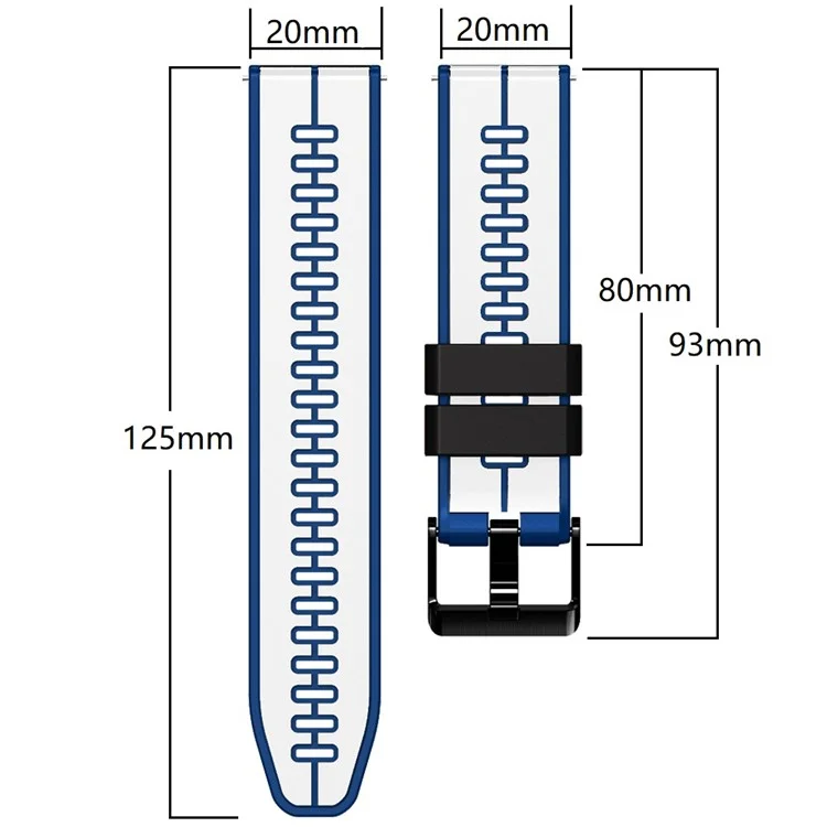 Para Huami Amazfit GTS4 Mini / GTS3 / GTS2 2E Correa de reloj de silicona de liberación rápida de 20 mm - Blanco / Azul