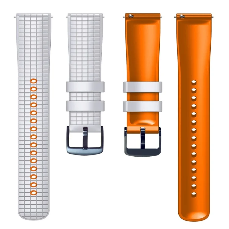Quick Release Watch Band For Huawei Watch Buds / GT3 SE / GT3 Pro , Grids Texture 22mm Dual-Color Silicone Straps - White / Orange