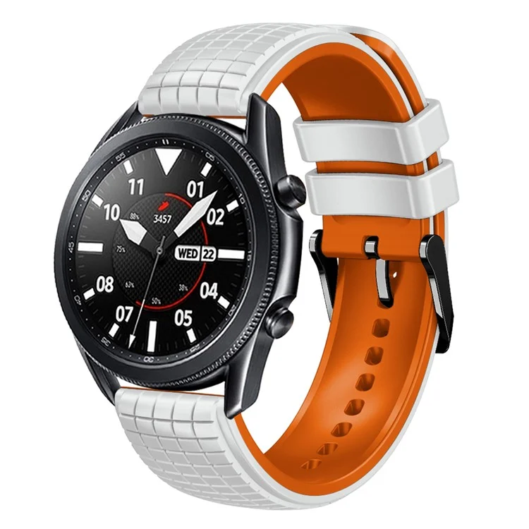 Quick Release Watch Band For Huawei Watch Buds / GT3 SE / GT3 Pro , Grids Texture 22mm Dual-color Silicone Straps - White / Orange