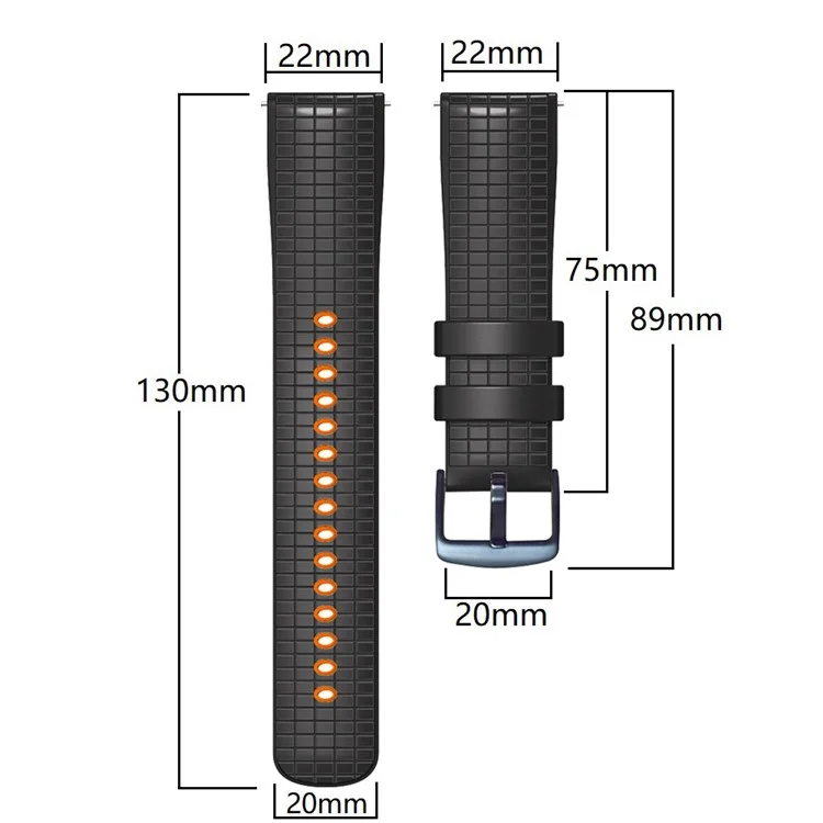 Banda de Relógio de Liberação Rápida Para Huawei Watch Buts / GT3 SE / GT3 Pro, Grids Textura 22mm de Tiras de Silicone de Cor 22mm - Branco / Laranja