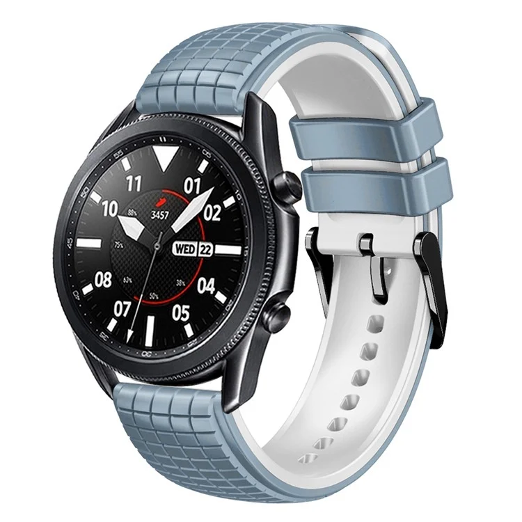 Banda de Reloj de Lanzamiento Rápido Para Buds de Huawei Watch / GT3 SE / GT3 Pro, Textura de Cuadrículas 22 mm Coras de Silicona de Doble Color - Azul / Blanco