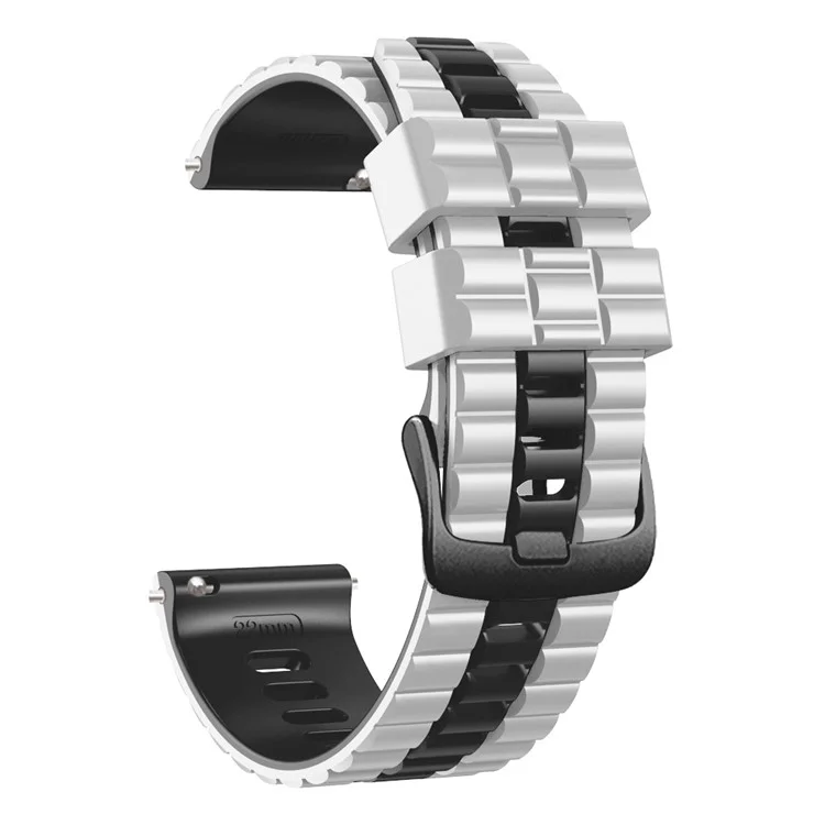 Para Huawei Watch Buds / GT 3 SE / GT 3 Pro 46mm Dual Color Watch Band 22mm Wave Grain Silicone Wrist Strap - Branco / Preto