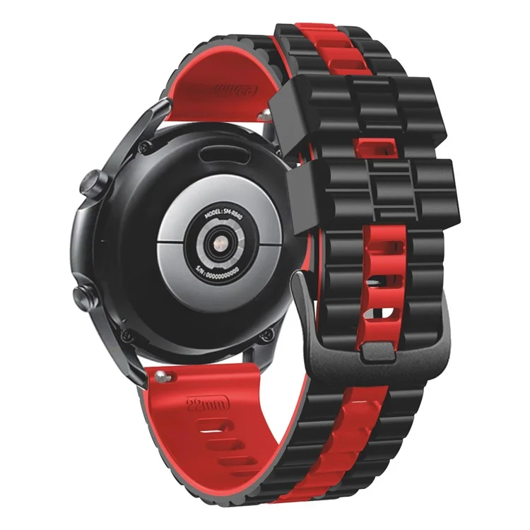 Para Huawei Assista Brotos / GT3 SE / GT3 Pro 46mm Dual Color Watch Band 22mm Wave Grain Silicone Wrist Strap - Preto / Vermelho