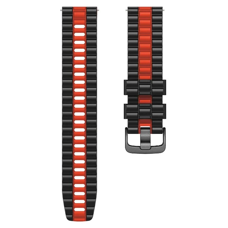 Para Huawei Assista Brotos / GT3 SE / GT3 Pro 46mm Dual Color Watch Band 22mm Wave Grain Silicone Wrist Strap - Preto / Vermelho