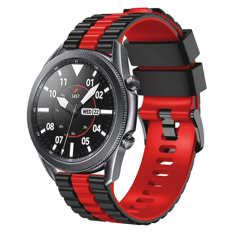 For Huawei Watch Buds / GT3 SE / GT3 Pro 46mm Dual Color Watch Band 22mm Wave Grain Silicone Wrist Strap - Black / Red