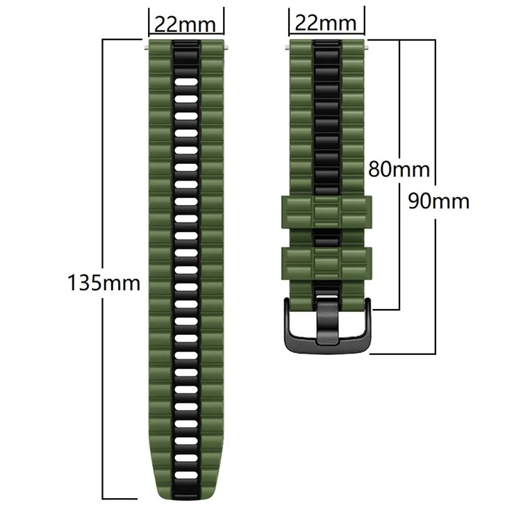 Para Huawei Watch Buds / GT 3 SE / GT 3 Pro 46mm Dual Color Watch Band 22mm Wave Grain Silicone Wrist Strap - Preto / Vermelho