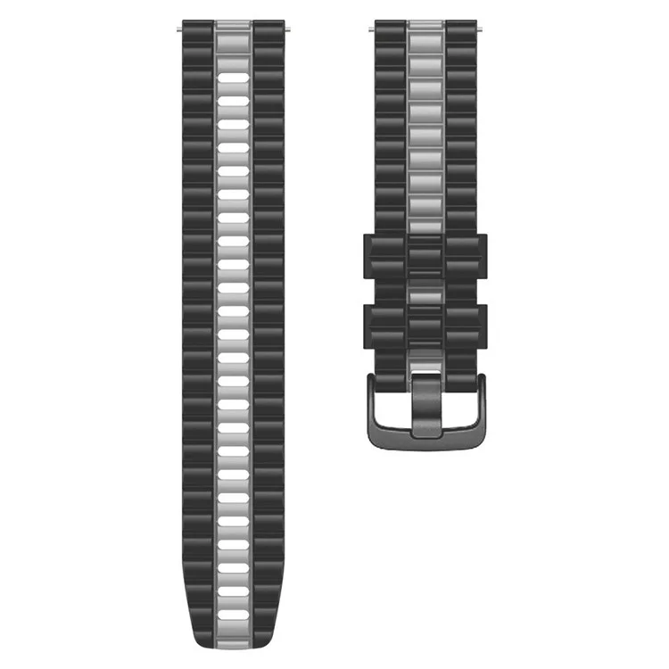 Para Huawei Assista Brotos / GT3 SE / GT3 Pro 46mm Dual Color Watch Band 22mm Wave Grain Silicone Wrist Strap - Preto / Cinza