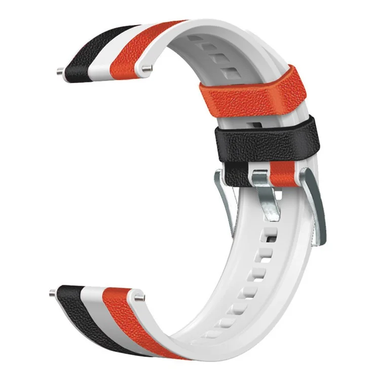 For Huawei Watch Buds / GT 3 SE / GT 3 Pro Three Color Design Leather Coated Silicone Wrist Band 22mm Replacement Watch Strap - Black / Red / White