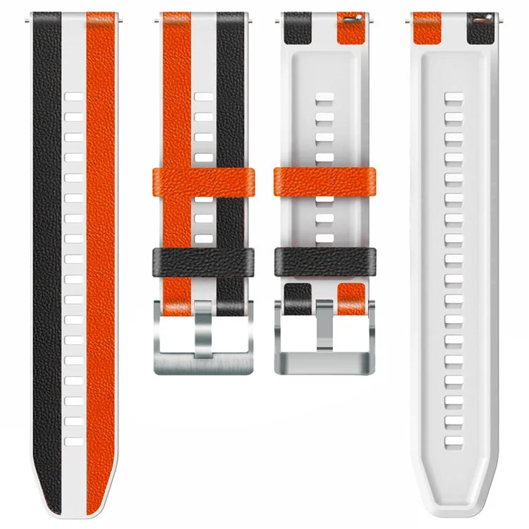 For Huawei Watch Buds / GT 3 SE / GT 3 Pro Three Color Design Leather Coated Silicone Wrist Band 22mm Replacement Watch Strap - Black / Red / White