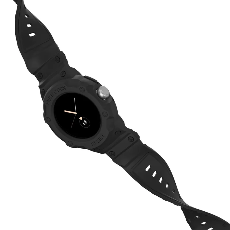 Til Google Pixel Watch 3 41 mm / Watch 2 / Pixel Watch integreret design, blød udskiftelig urrem af TPU med urets kasse - Sort