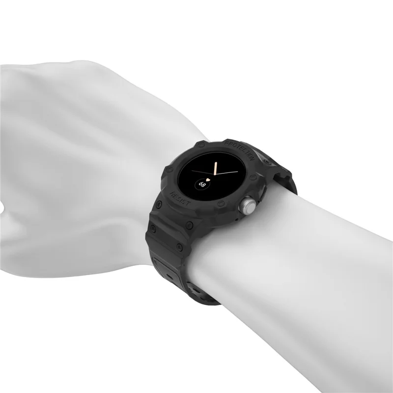 Til Google Pixel Watch 3 41 mm / Watch 2 / Pixel Watch integreret design, blød udskiftelig urrem af TPU med urets kasse - Sort