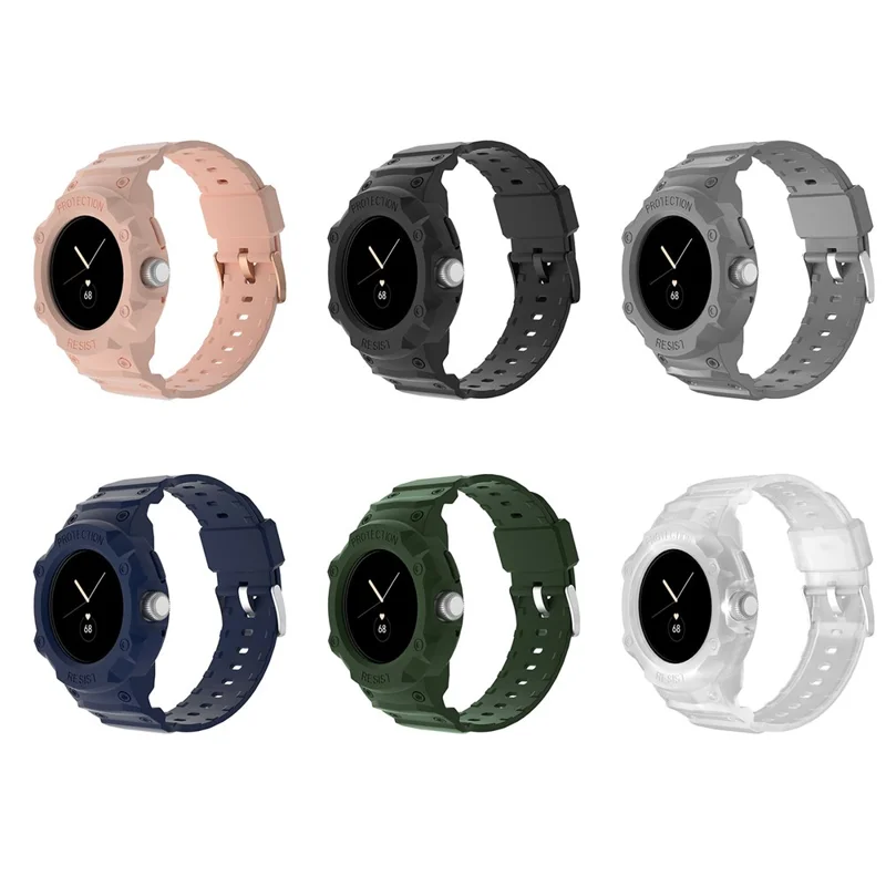 Til Google Pixel Watch 3 41 mm / Watch 2 / Pixel Watch integreret design, blød udskiftelig urrem af TPU med urets kasse - Sort