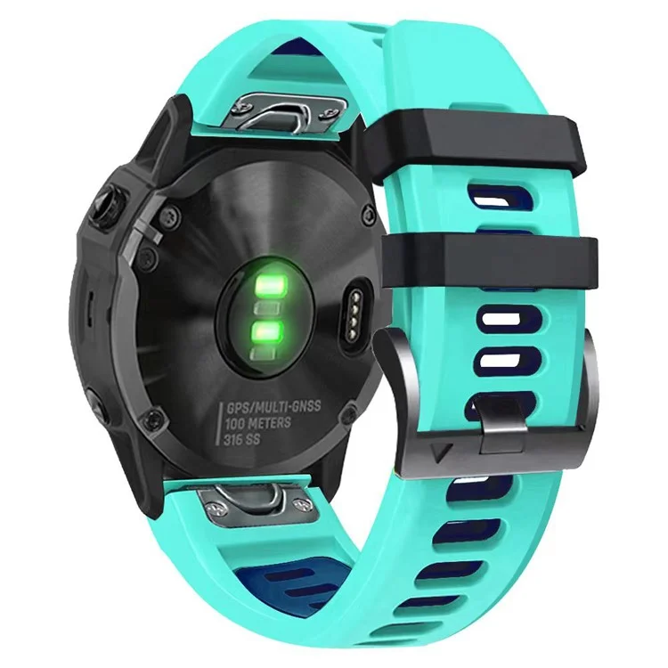 Para Garmin Tactix Delta / Enduro / Fenix 7X Correa de reloj de silicona de doble color con liberación rápida - Verde menta / Azul