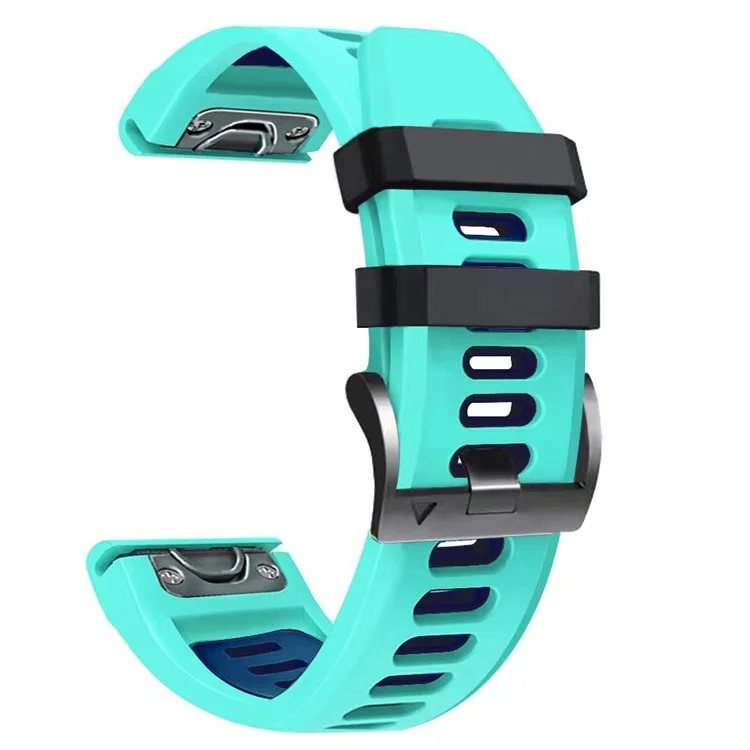 Para Garmin Tactix Delta / Enduro / Fenix 7X Correa de reloj de silicona de doble color con liberación rápida - Verde menta / Azul