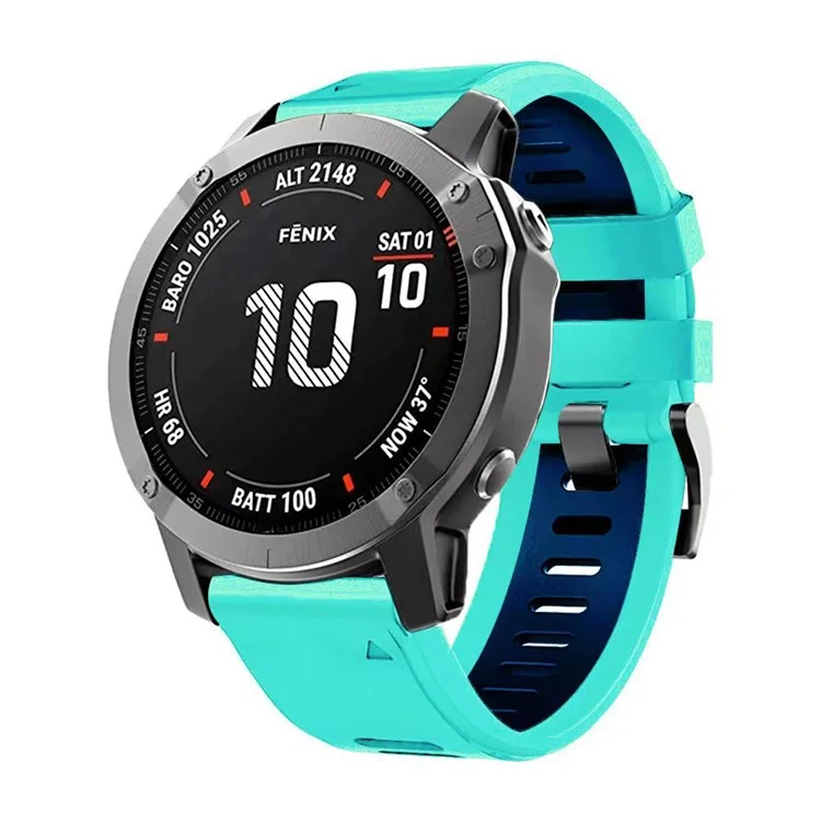 Para Garmin Tactix Delta / Enduro / Fenix 7X Correa de reloj de silicona de doble color con liberación rápida - Verde menta / Azul