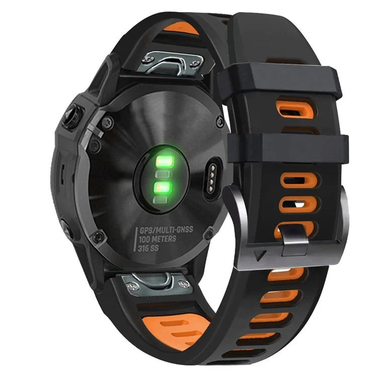 For Huami Amazfit Falcon / Coros Vertix Silicone Watchband Quick Release Watch Strap - Black / Orange