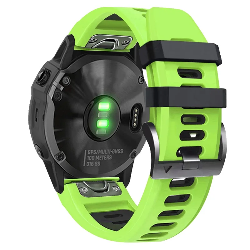 For Huami Amazfit Falcon / Coros Vertix Silicone Watchband Quick Release Watch Strap - Lime / Black