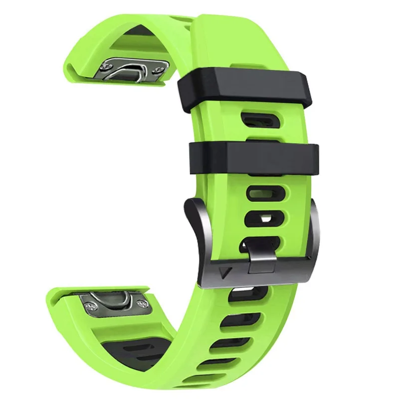 For Huami Amazfit Falcon / Coros Vertix Silicone Watchband Quick Release Watch Strap - Lime / Black