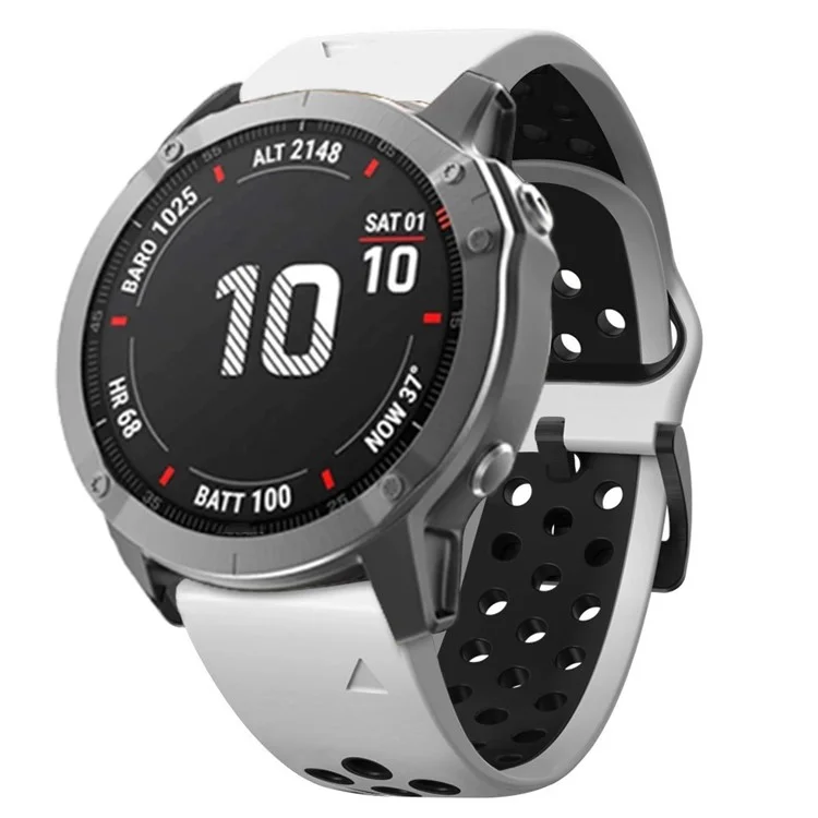 Pour Garmin Tactix Delta / Enduro / Fenix 7X Bracelet en silicone Dual Color Quick Release - Blanc / Noir