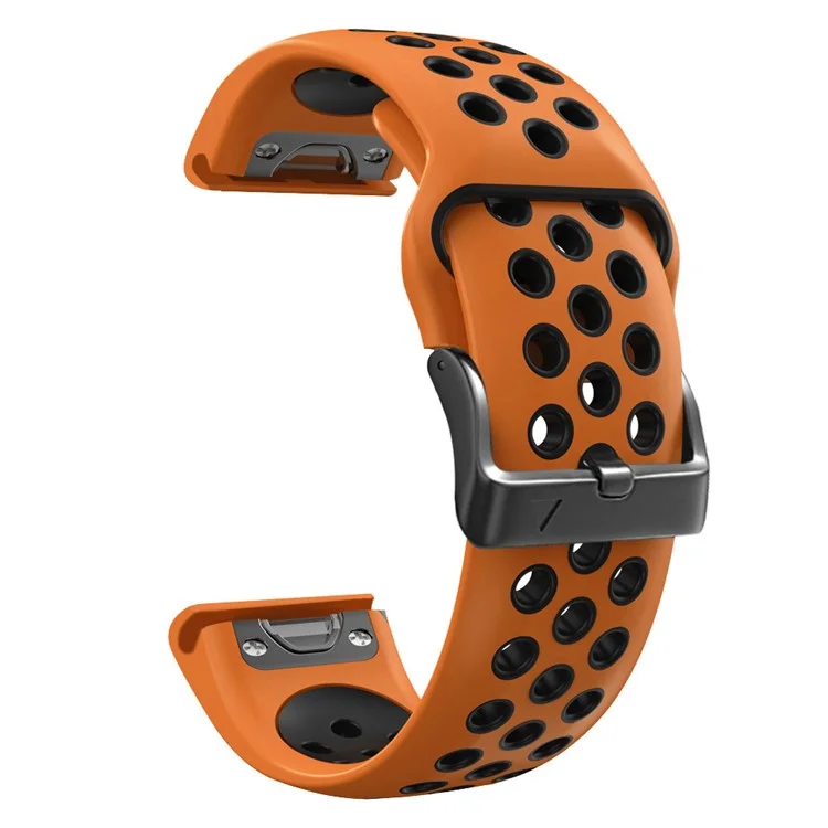 For Garmin Tactix Delta / Enduro / Fenix 7X Silicone Watch Band Dual Color Quick Release Wrist Strap - Orange / Black