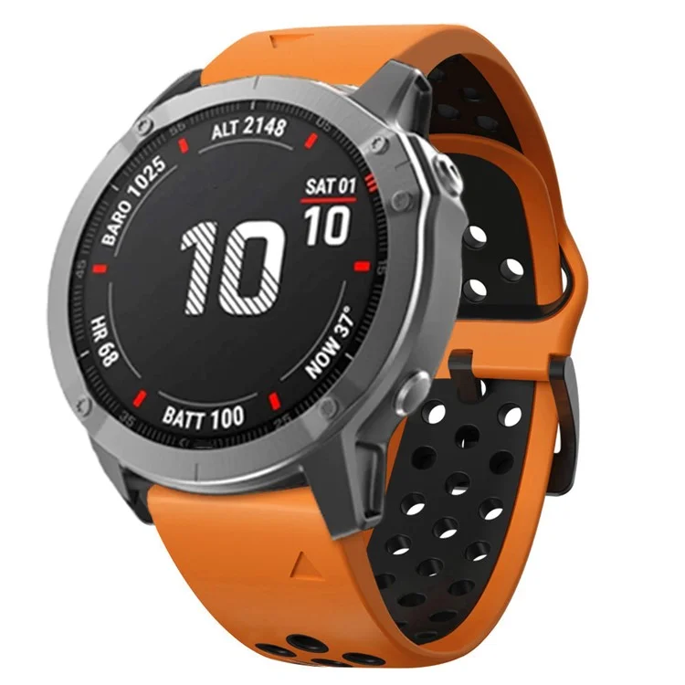 For Garmin Tactix Delta / Enduro / Fenix 7X Silicone Watch Band Dual Color Quick Release Wrist Strap - Orange / Black