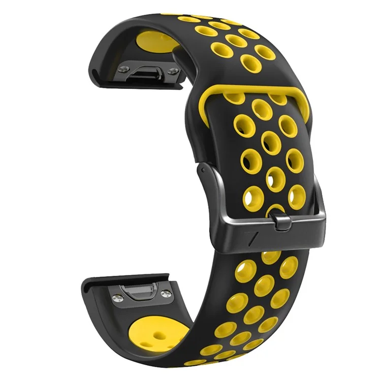 For Garmin Tactix Delta / Enduro / Fenix 7X Silicone Watch Band Dual Color Quick Release Wrist Strap - Black / Yellow