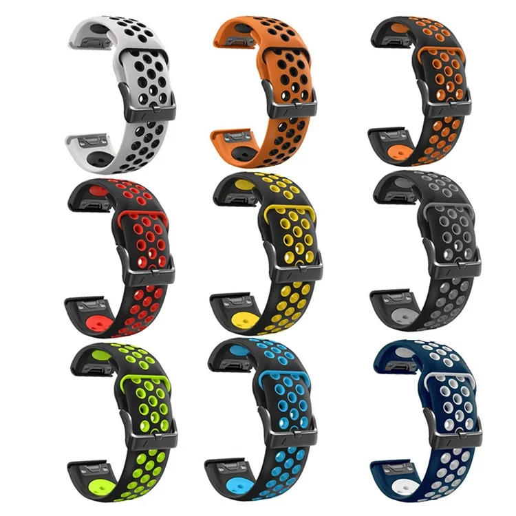 For Garmin Tactix Delta / Enduro / Fenix 7X Silicone Watch Band Dual Color Quick Release Wrist Strap - Black / Yellow