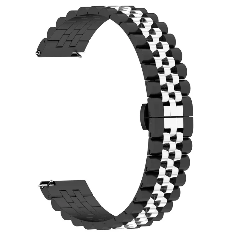 For Huawei Watch GT 4 41mm / Garmin Forerunner 265S / 255S / Vivoactive 4S Watch Strap with Tool, Spring Bar 18mm Stainless Steel Watch Band - Black / Silver A