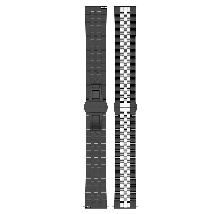For Huawei Watch GT 4 41mm / Garmin Forerunner 265S / 255S / Vivoactive 4S Watch Strap with Tool, Spring Bar 18mm Stainless Steel Watch Band - Black / Silver A