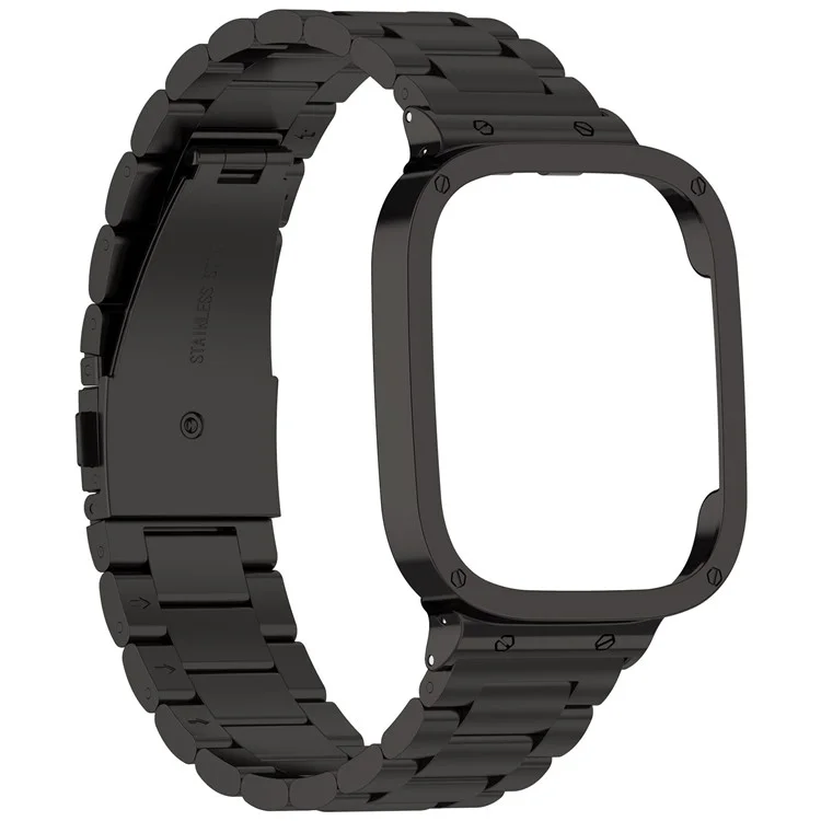 Pour Xiaomi Redmi Watch 3 / Mi Watch Lite 3 Bracelet de montre en acier inoxydable 3 perles avec boîtier de montre - Noir