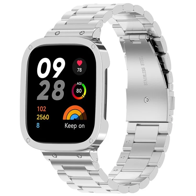 Pour Xiaomi Redmi Watch 3 / Mi Watch Lite 3 Bracelet de montre en acier inoxydable 20 mm avec boîtier de montre - Argent