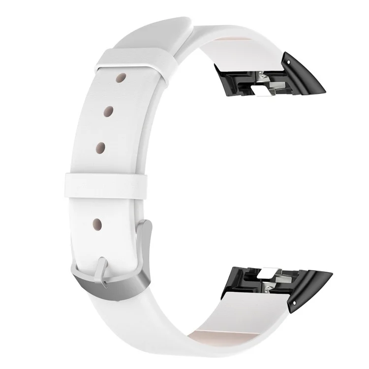 Para Huawei Band 6 / 6 Pro / Honor Band 6 / 7 Pulseira de Relógio de Couro Ajustável, Conector Preto - Branco