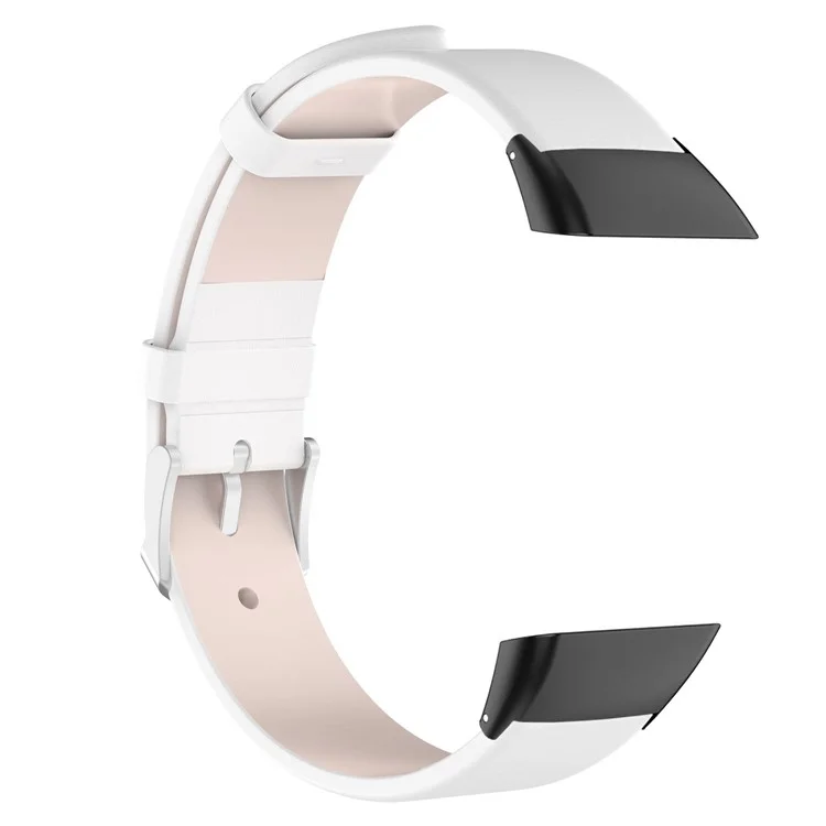 Para Huawei Band 6 / 6 Pro / Honor Band 6 / 7 Pulseira de Relógio de Couro Ajustável, Conector Preto - Branco