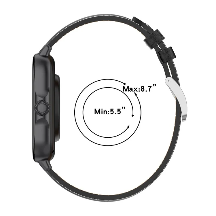 For Huami Amazfit GTS 4 Mini / Bip 3 Pro / Bip 3 / Samsung Galaxy Watch 5 / 4 Watch Band Top Layer Cowhide Leather 20mm Wrist Strap - Black