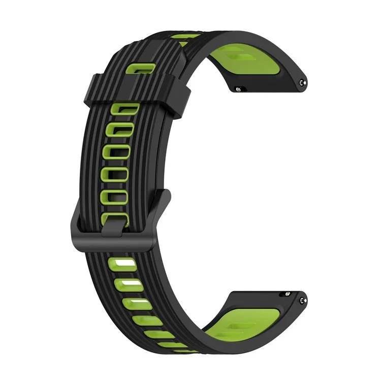 For Huawei Watch GT 3 SE / Samsung Galaxy Watch3 45mm Silicone Watch Band 22mm Dual Color Stripes Wrist Strap - Black / Lime