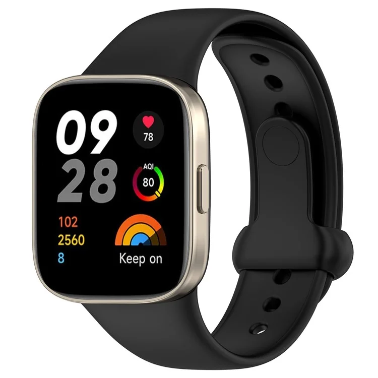 For Xiaomi Redmi Watch 3 / Mi Watch Lite 3 Silicone Watch Strap Snap Button Adjustable Watch Band - Black