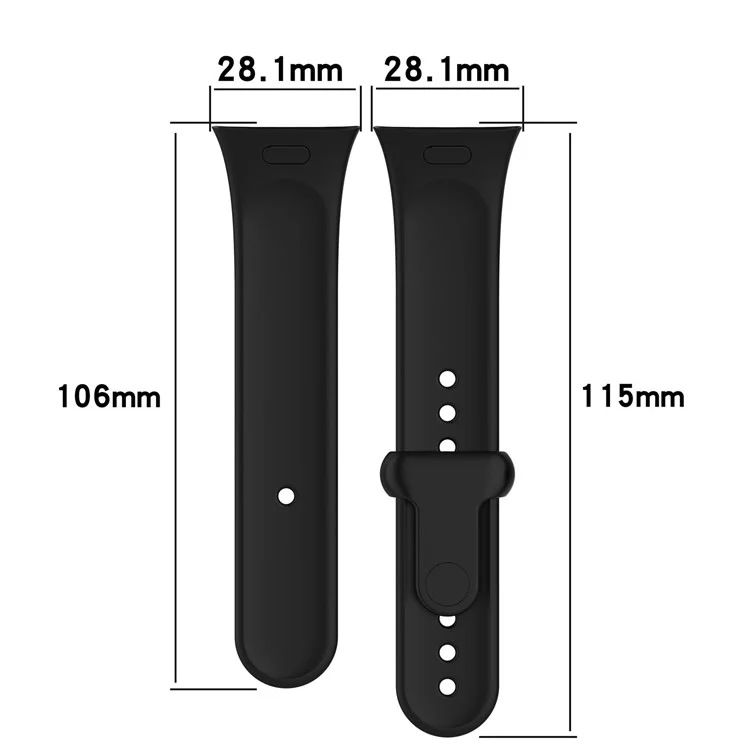 For Xiaomi Redmi Watch 3 / Mi Watch Lite 3 Silicone Watch Strap Snap Button Adjustable Watch Band - Black