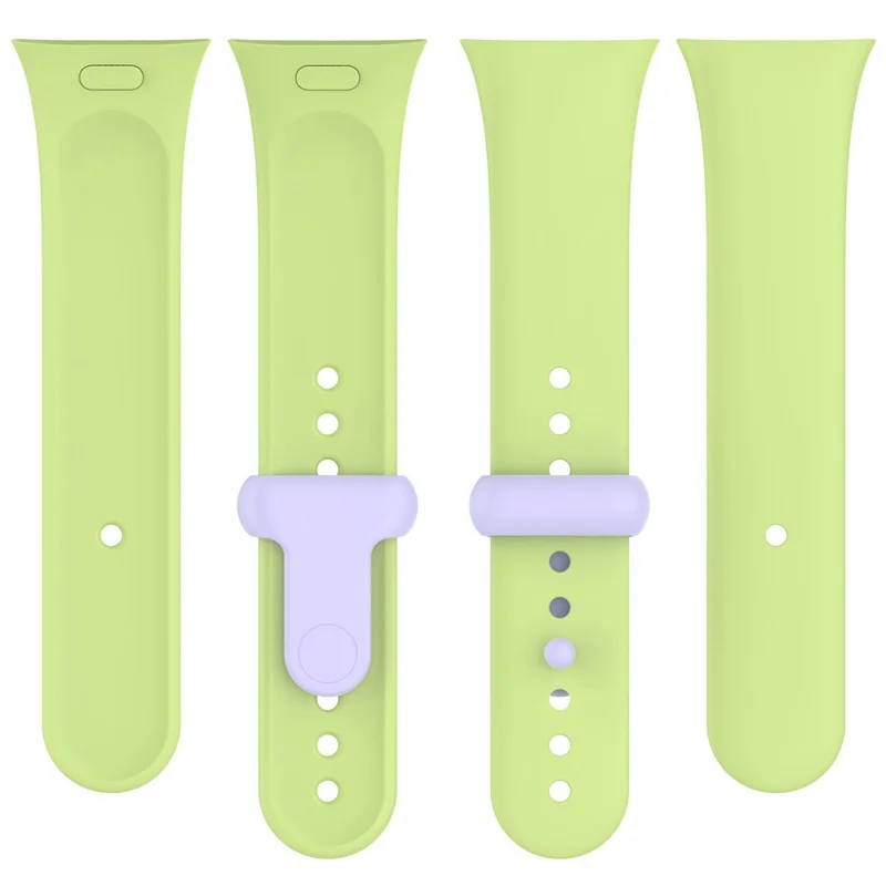 For Xiaomi Redmi Watch 3 / Mi Watch Lite 3 Silicone Watch Strap Snap Button Adjustable Watch Band - Lime / Purple Buckle