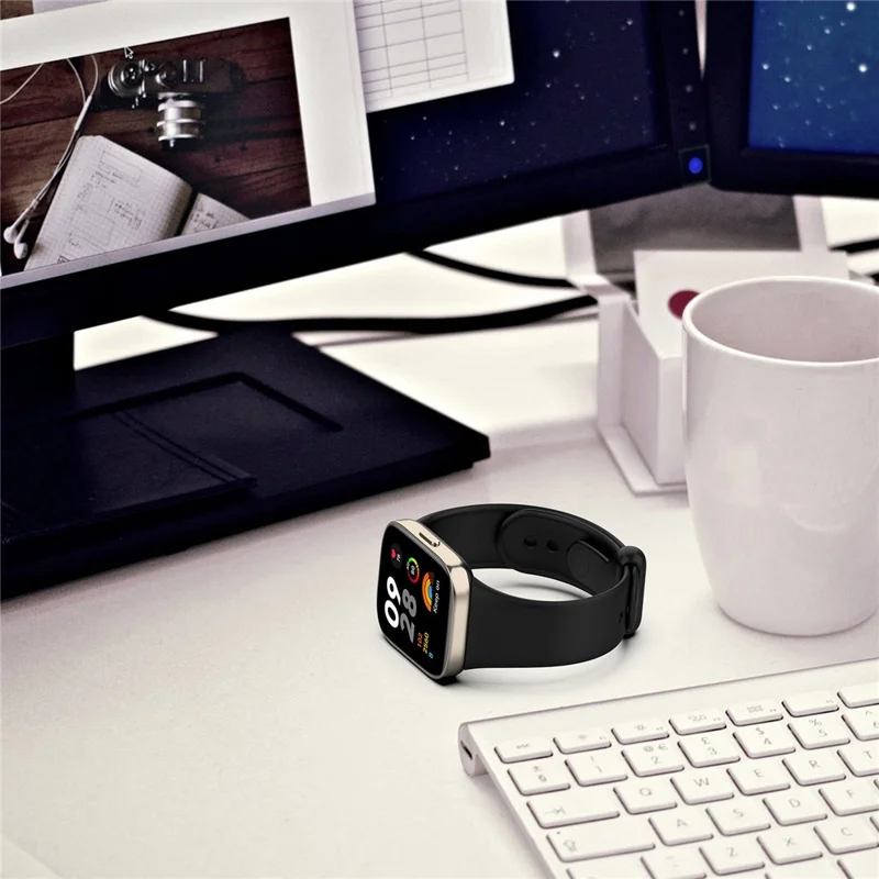 For Xiaomi Redmi Watch 3 / Mi Watch Lite 3 Silicone Watch Strap Snap Button Adjustable Watch Band - Lime / Purple Buckle