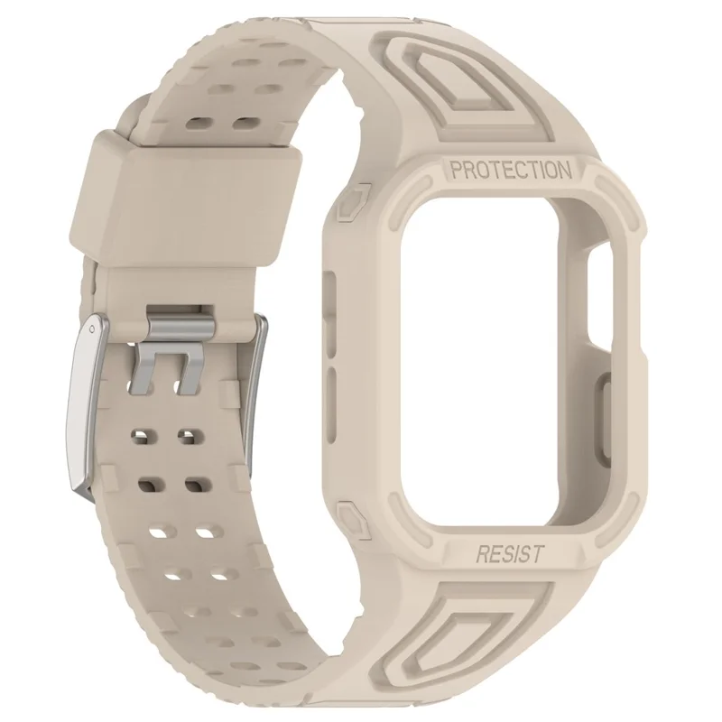 TPE Watch Strap for Apple Watch Ultra 49mm Integral Watch Band with Case - Beige