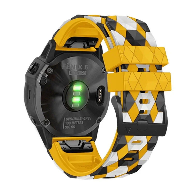 Für Garmin Fenix 7 / Descent G1 / Epix Gen2 Silikon-Armband im Football-Muster 22 mm Armband - Gelb