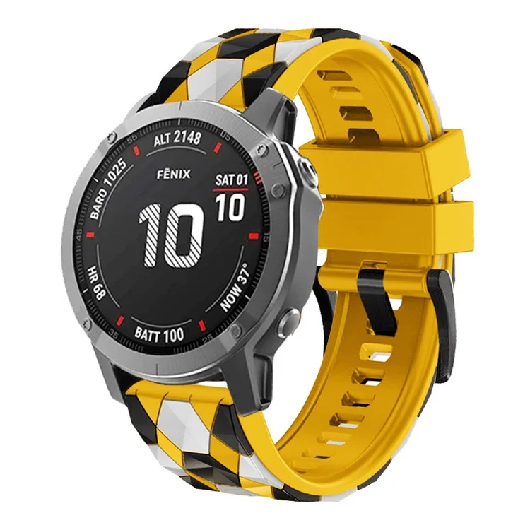 Für Garmin Fenix 7 / Descent G1 / Epix Gen2 Silikon-Armband im Football-Muster 22 mm Armband - Gelb