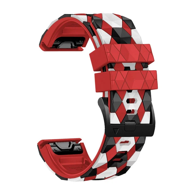 For Garmin Fenix 7 / Descent G1 / Epix Gen2 Silicone Watch Band Football Pattern 22mm Watch Strap - Red