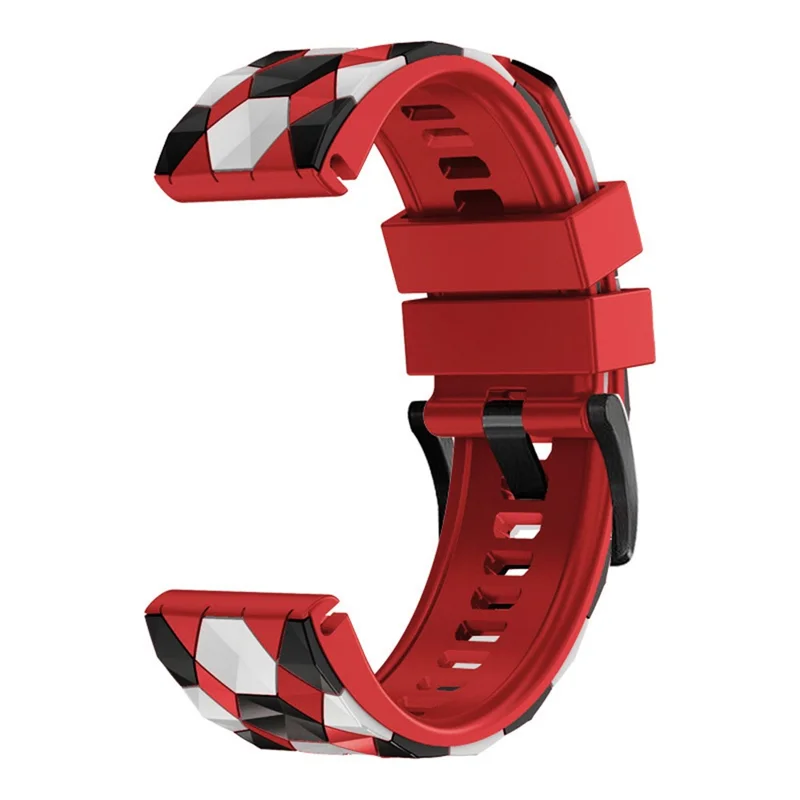 For Garmin Fenix 7 / Descent G1 / Epix Gen2 Silicone Watch Band Football Pattern 22mm Watch Strap - Red