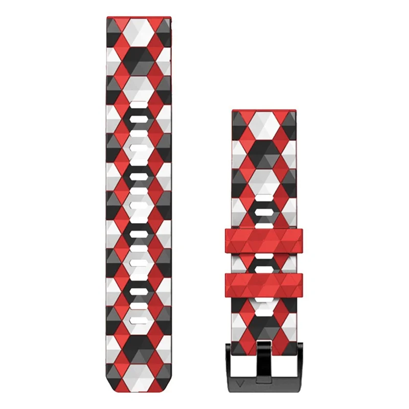 For Garmin Fenix 7 / Descent G1 / Epix Gen2 Silicone Watch Band Football Pattern 22mm Watch Strap - Red