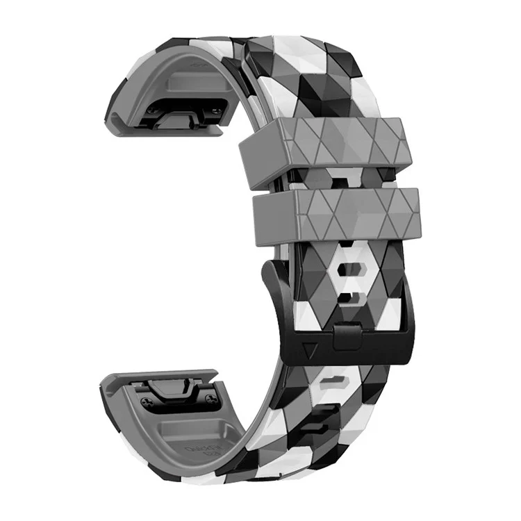 For Garmin Fenix 7X / Fenix 3 / Fenix 3 HR Silicone Watch Strap Football Pattern 26mm TPE Watch Band - Grey