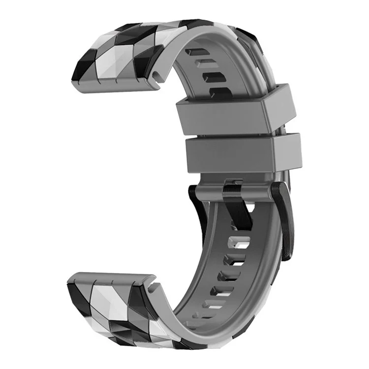 For Garmin Fenix 7X / Fenix 3 / Fenix 3 HR Silicone Watch Strap Football Pattern 26mm TPE Watch Band - Grey