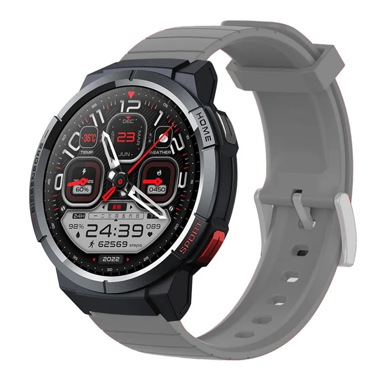 For Mibro Watch GS Silicone Watch Band Adjustable Wrist Strap Replacement - Grey