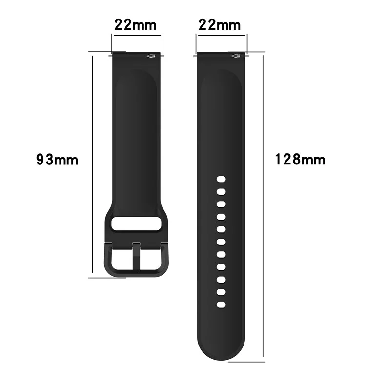 Para Samsung Galaxy Watch3 45mm / Huawei Watch GT 3 SE Universal Watch Strap 22mm Silicone Ajustável Pulseira - Preto